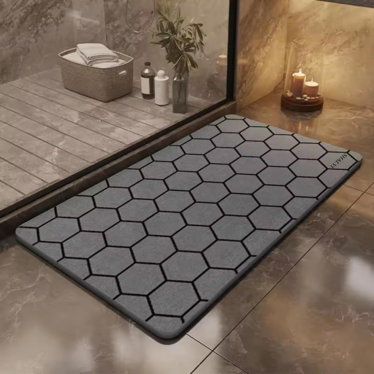 Stone Bath Mat(Grey Pattern)