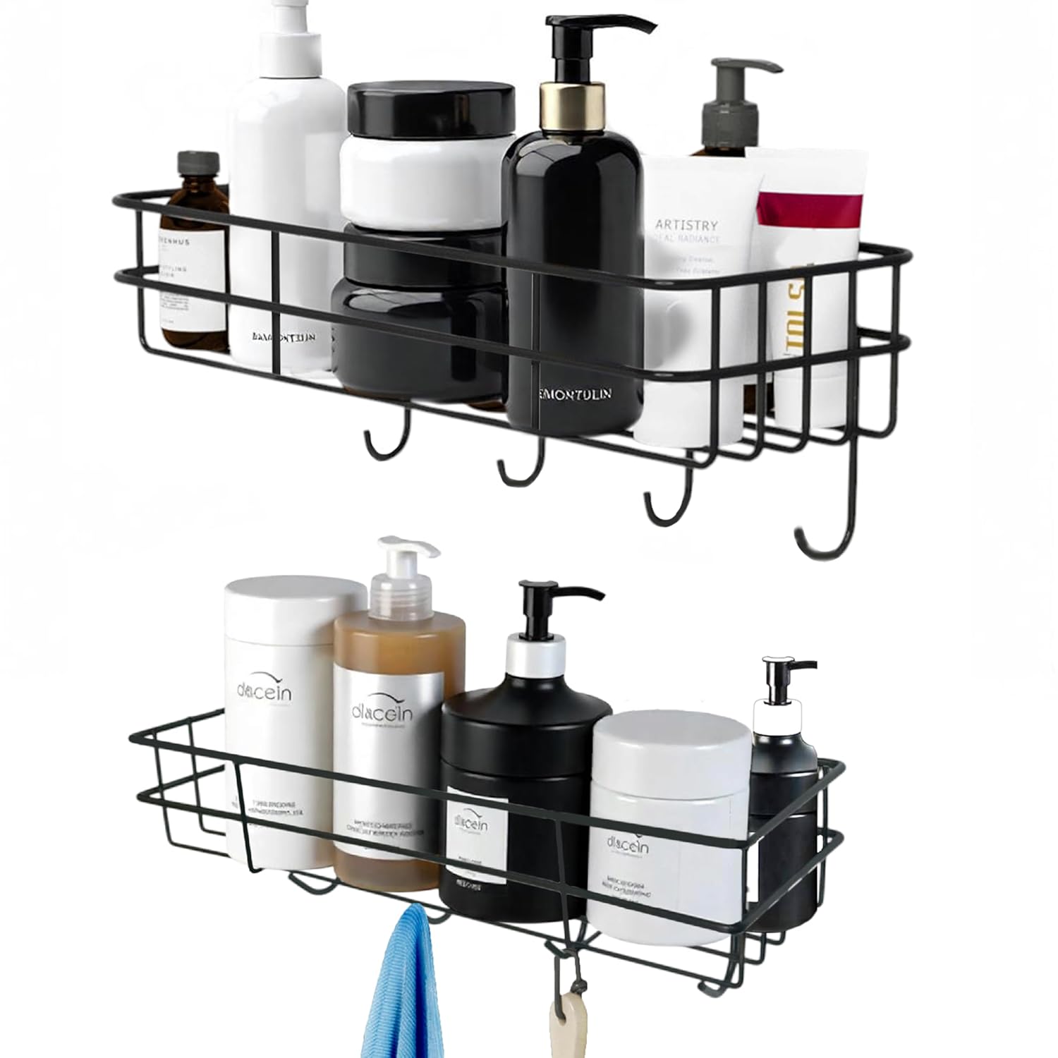 4 Hook bathroom metal shelves