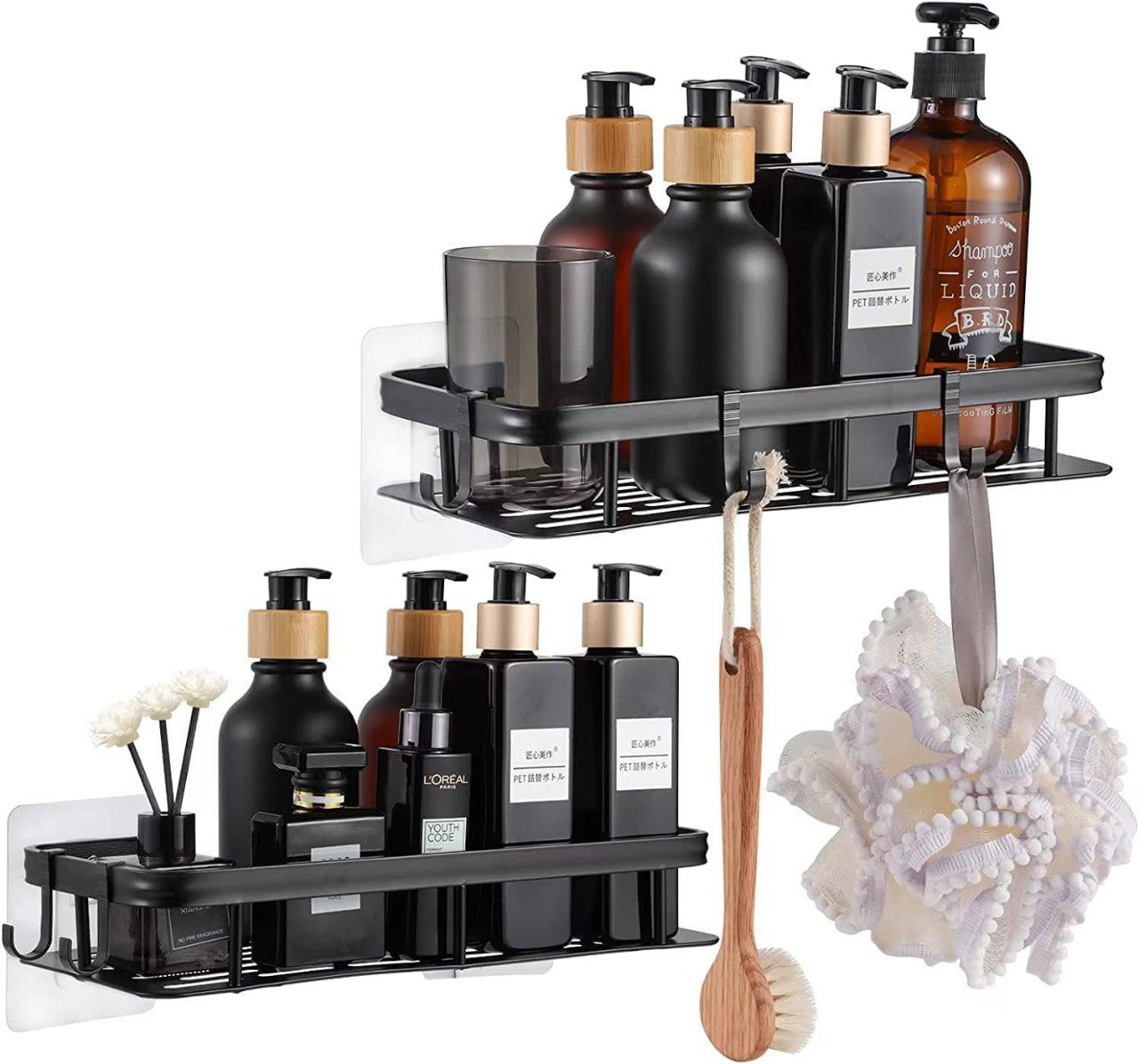 Drain Bathroom Shelve Black